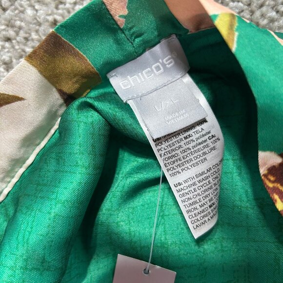 Chicos Tropical Emerald Floral Kimono Wrap L/XL Polyester Womens Lightweight Cov - Picture 5 of 13